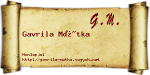 Gavrila Mátka névjegykártya